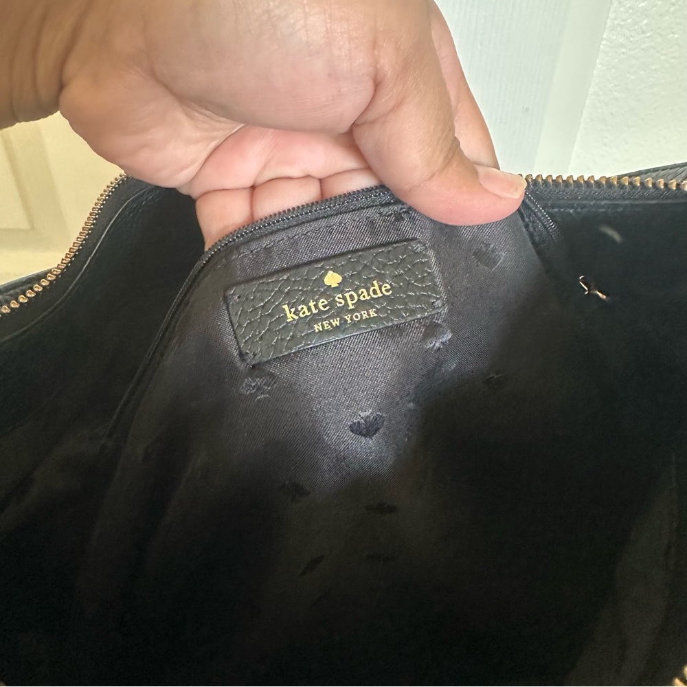 Kate Spade Black leather pebbled large Shoulder Bag Gold Hardware - Picture 11 of 12